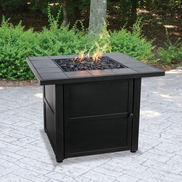 Alluring Uniflame Slate Tile Propane Gas Fire Pit Gad1399sp The Home Depot Garden Treasures 50,000 Btu Liquid Propane Fire Pit Table