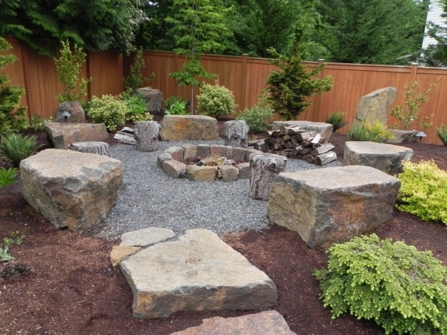 Fantastic Architecture Backyard Landscaping Ideas With Fire Pit Bench Plus Fire Pit Area With Pea Gravel