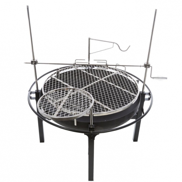 Fascinating 31in Charcoal Grill Fire Pit Rotisserie Adjustable Cooking Grate Cowboy Fire Pit Rotisserie / Grill