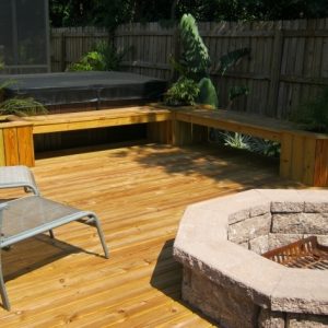 Fire Pit On Wooden Deck