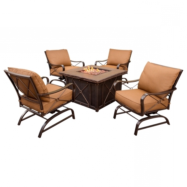 Image of Shop Hanover Outdoor Furniture Summer Night 5 Piece Aluminum Patio Hampton Bay Redwood Valley 5piece Patio Fire Pit