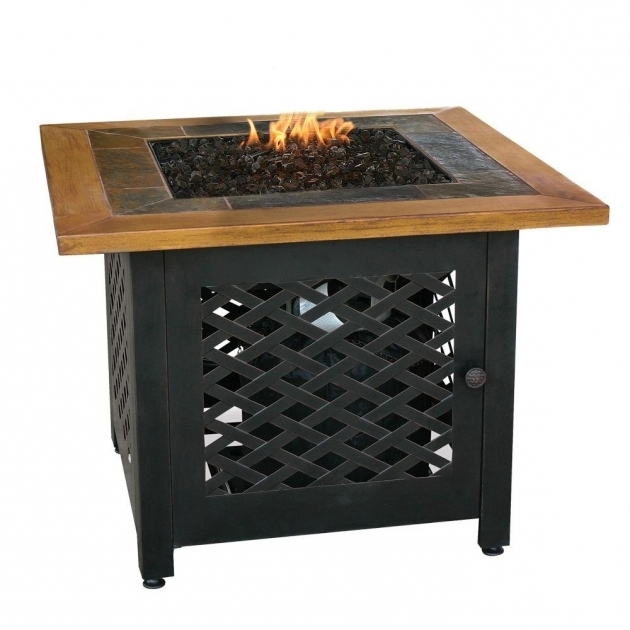 Marvelous Uniflame 32 In Square Slate Tile And Faux Wood Propane Gas Fire Propane Fire Pits At Home Depot