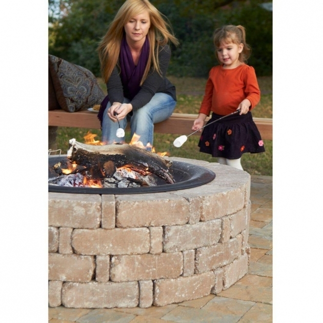 Stylish Pavestone Rumblestone 46 In X 14 In Round Concrete Fire Pit Kit Home Depot Stones For Fire Pit