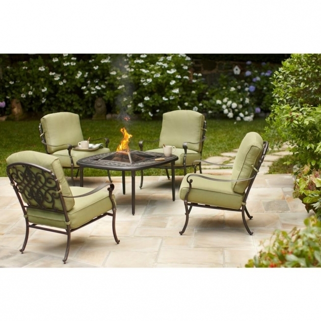 Amazing Hampton Bay Edington 5 Piece Patio Fire Pit Chat Set With Celery Home Depot Fire Pit Table