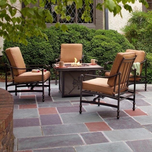 Best Hampton Bay Niles Park 5 Piece Gas Fire Pit Patio Seating Set With Redwood Valley 5 Piece Firepit Set