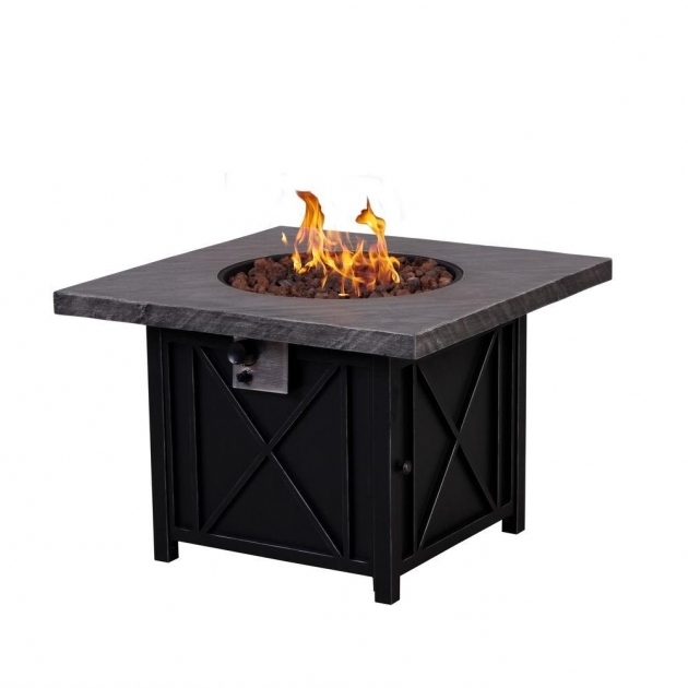 Gorgeous Afterglow Cottage 34 In Square Terrafab Slate Look Top With Steel Outdoor Propane Fire Pit Home Depot