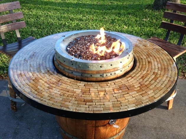 Inspiring Wine Barrel Gas Fire Pit And Patio Table Wine Barrel Fire Pit Table