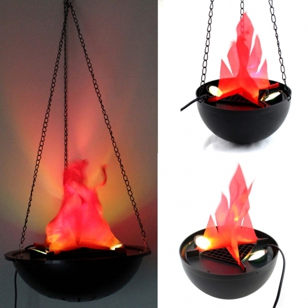 Marvelous Hanging Fake Flame Lamp Fire Pit Bowl Halloween Prop Decorations Fake Fire Pit