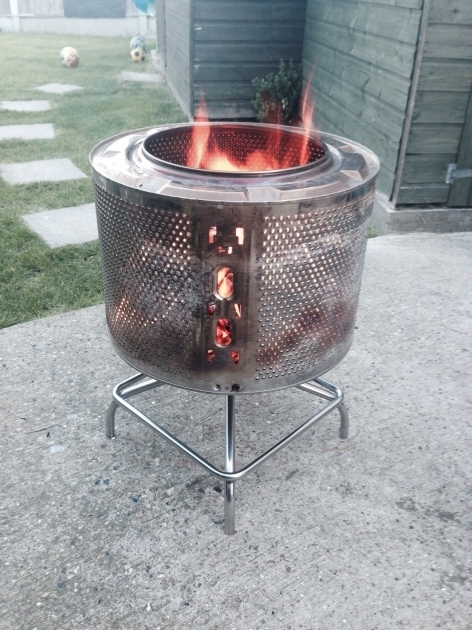 Picture of New Fire Pit Washing Machine Drum And Stainless Steel Stool Base Dryer Drum Fire Pit