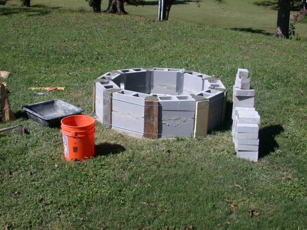 Remarkable Round Cinder Blocks Beginning Of Fire Pit Outsidelandscape Concrete Fire Pit Exploding