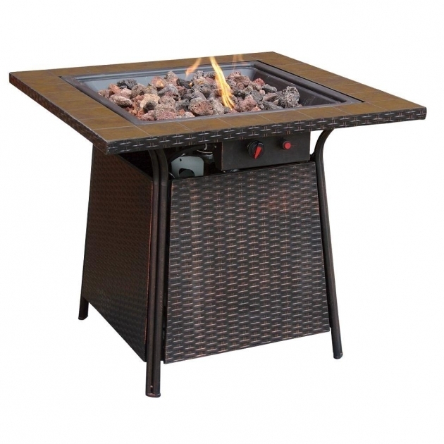 Remarkable Uniflame Bronze Faux Wicker 32 In Propane Gas Fire Pit With Uniflame Lp Gas Ceramic Tile Fire Pit Table