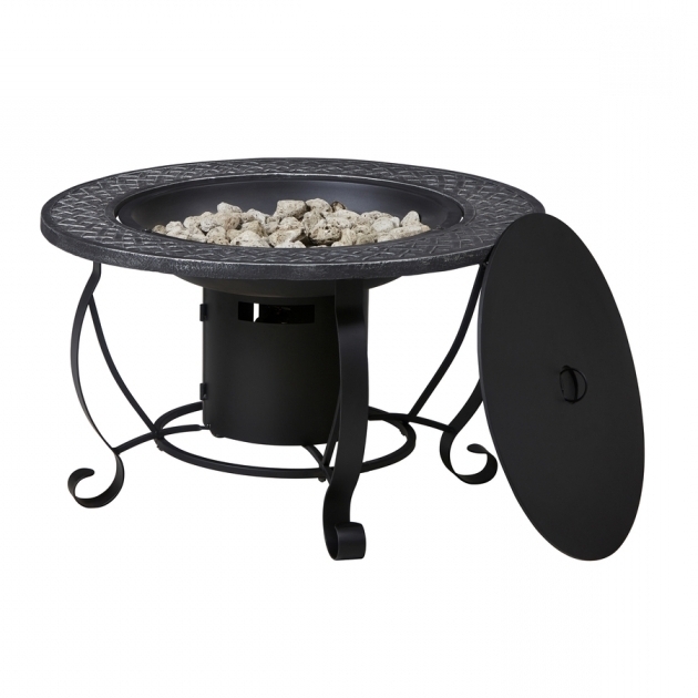 Stylish Shop Garden Treasures 299 In W 20000 Btu Black Steel Propane Gas Garden Treasures Gas Fire Pit