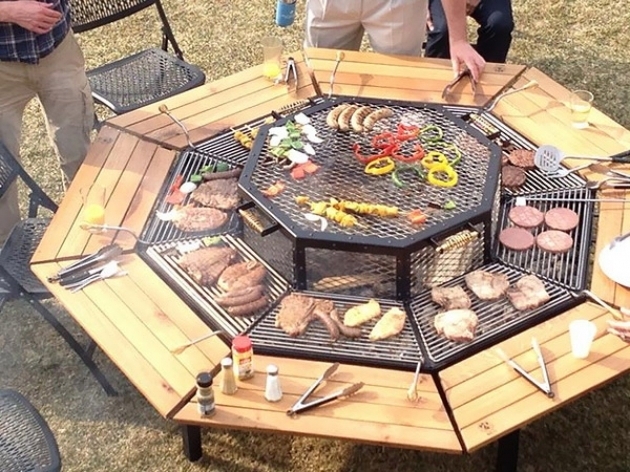 Awesome A Dining Table Firepit And Grill In One Homes And Hues Fire Pit Grille
