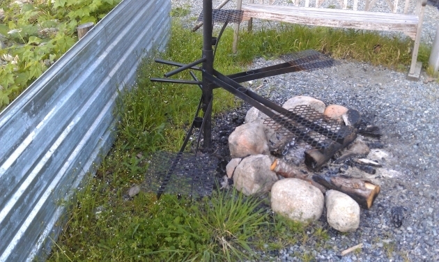 Awesome Randys Fire Pit Cooking Rack Wood Burning Stoves Forum At Permies Fire Pit Racks