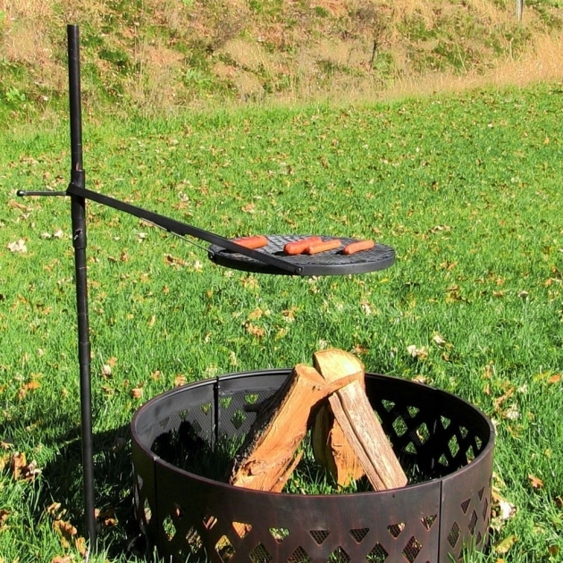Delightful Height Adjustable Rotating Outdoor Campfire Fire Pit Cooking Grill Fire Pit Grate For Cooking