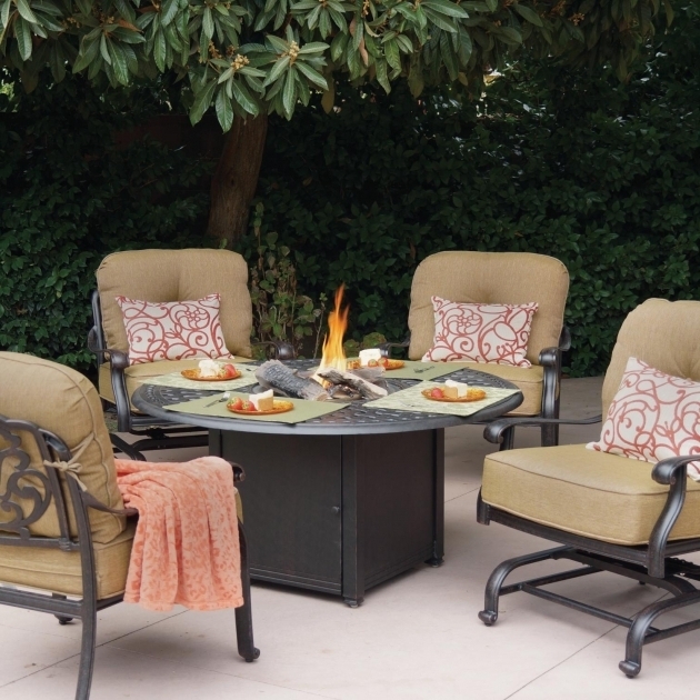 Fantastic Darlee Elisabeth 5 Piece Cast Aluminum Patio Fire Pit Conversation Patio Conversation Sets With Fire Pit