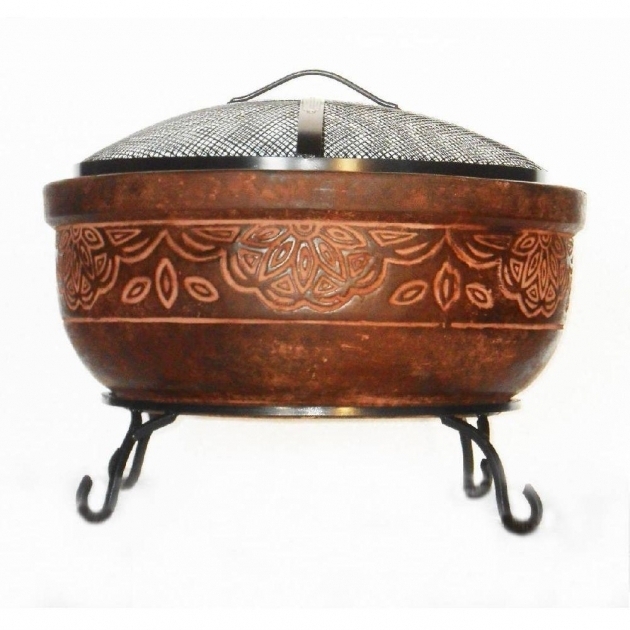 Remarkable 20 In Clay Fire Pit With Iron Stand Scroll Fp Scroll The Clay Fire Pit Home Depot