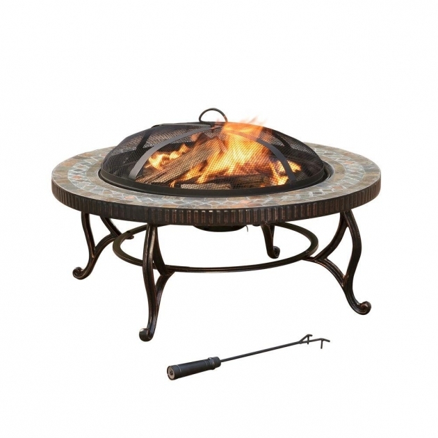 Stunning Pleasant Hearth Elizabeth 34 In Round Slate Fire Pit Ofw103ri Outdoor Fire Pit Home Depot