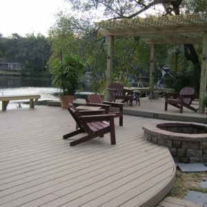 Wood Deck With Fire Pit