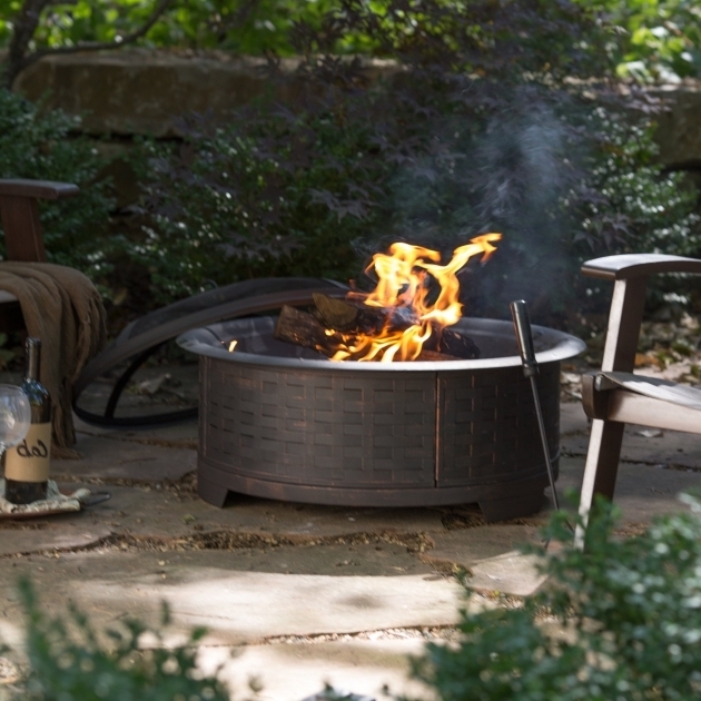 Gorgeous Red Ember 29 In Brushed Brass Wicker Base Design Fire Pit With Red Ember Brockton Steel Cauldron Fire Pit