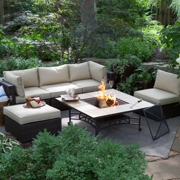 Image of Belham Living Marcella All Weather Wicker 50 In Fire Pit Chat Set Fire Pit Chat Sets