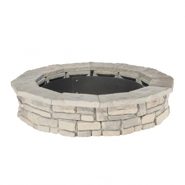 Outstanding 44 In Random Stone Limestone Fire Pit Kit Rsfpl The Home Depot Fire Pit Blocks Home Depot