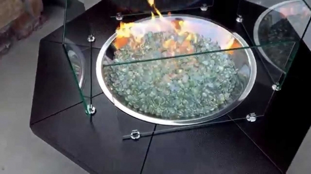 Outstanding Gas Fire Pit Table With Crystal Fire Glass Youtube How To Make A Fire Glass Pit