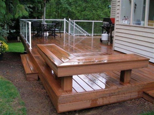 Outstanding Wooden Deck With Built In Deck And Fire Pit Deck Benches For Wood Deck With Fire Pit