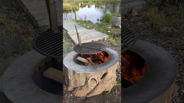 Wonderful Tree Stump Fire Pit With Stainless Steel Liner Grill Youtube Higley Fire Pit