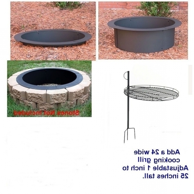 Awesome 4 Pc Diy Outdoor Round Replacement Steel Fire Pit Ring Rim Kit 27 24 Inch Fire Pit Bowl Replacement