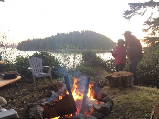 Image of Ocean Front Cliff Edge Hot Tub Cedar Sauna Fire Pit Storm Vancouver Fire Pit Pictures