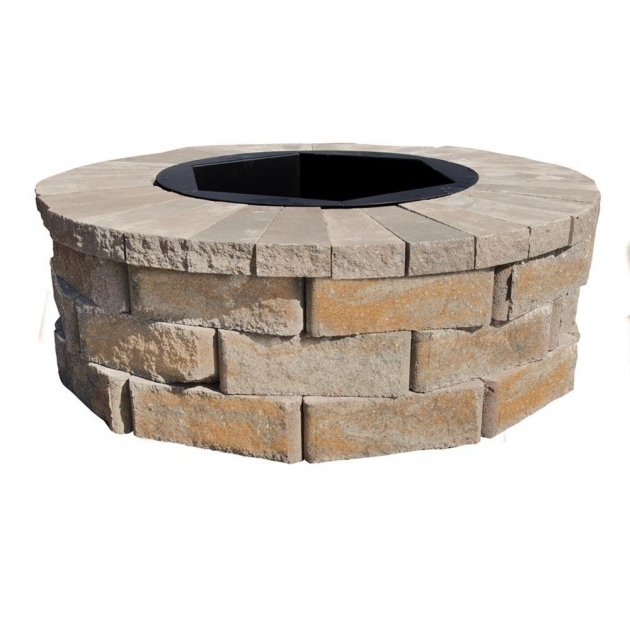 Outstanding Pavestone 40 In W X 14 In H Rockwall Round Fire Pit Kit Yukon Fire Pit Bricks At Home Depot