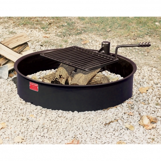 Stunning Pilot Rock Steel Fire Ring With Cooking Grate 32in Diameter Fire Pit Cooking Grates